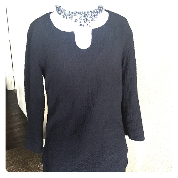 Vintage Black ExOfficio Notched Tunic Style Top Size Medium - Picture 1 of 4